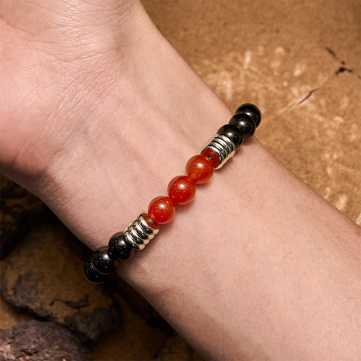 Bracelet Olivenorma en perles d'agate rouge obsidienne 8 mm