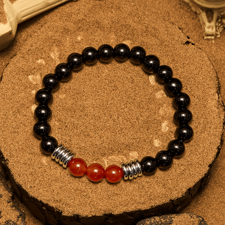Bracelet Olivenorma en perles d'agate rouge obsidienne 8 mm