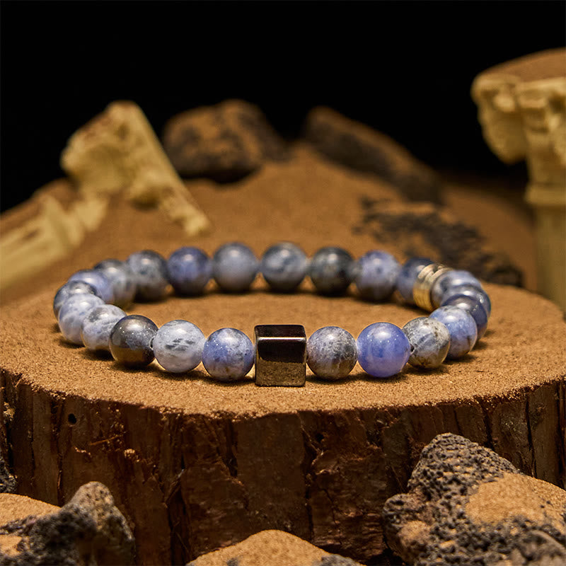 Bracelet Olivenorma en perles d'hématite sodalite carrées de 8 mm