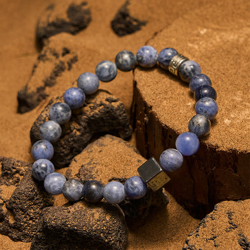 Bracelet Olivenorma en perles d'hématite sodalite carrées de 8 mm