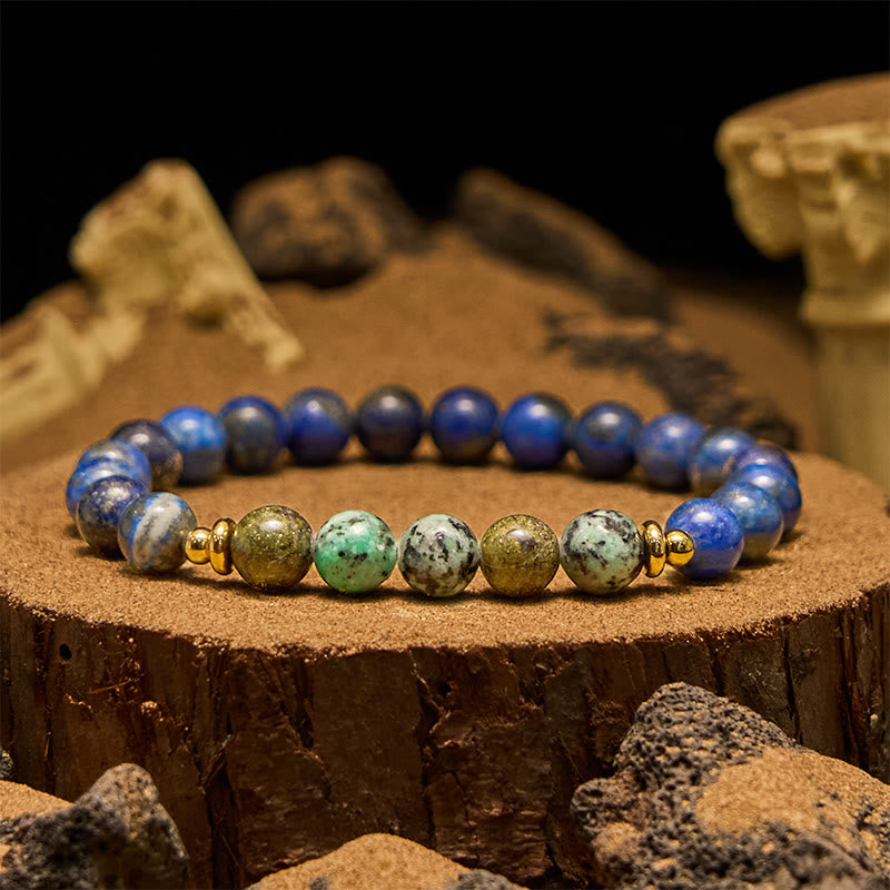 Bracelet Olivenorma en perles de lapis-lazuli turquoise africaine 8 mm