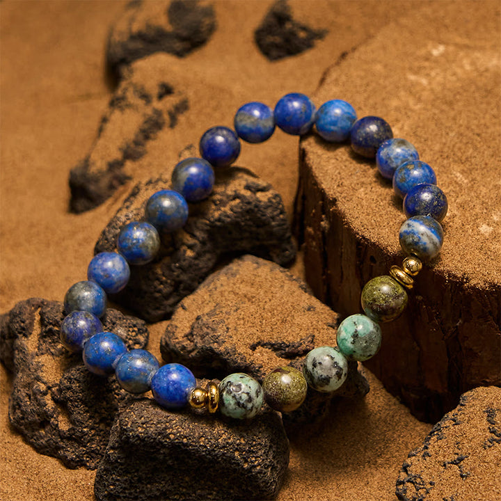 Bracelet Olivenorma en perles de lapis-lazuli turquoise africaine 8 mm