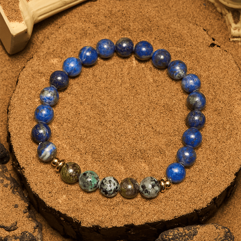 Bracelet Olivenorma en perles de lapis-lazuli turquoise africaine 8 mm