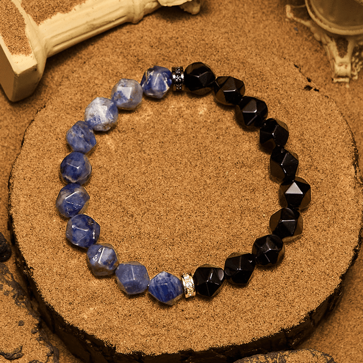 Bracelet Olivenorma en perles d'obsidienne sodalite naturelle à facettes
