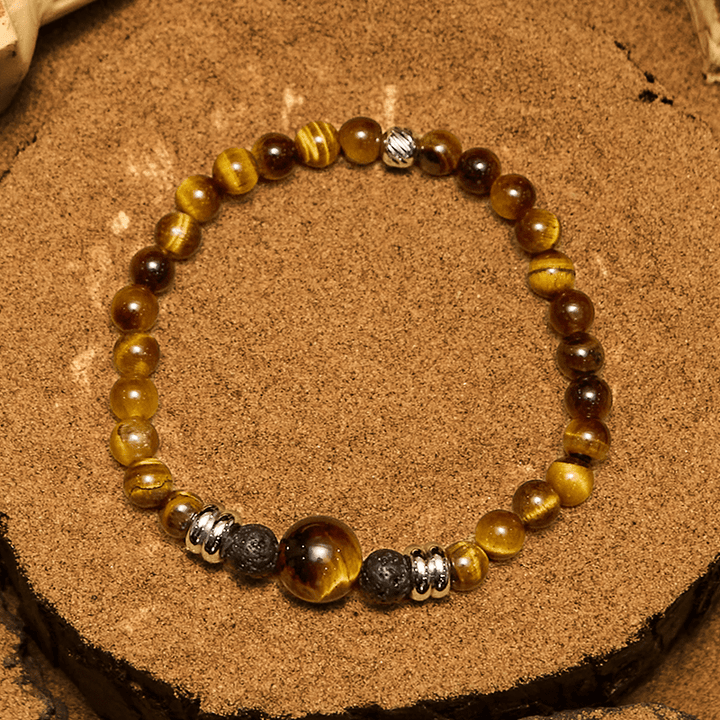 Bracelet de perles en pierre de lave naturelle et œil de tigre Olivenorma