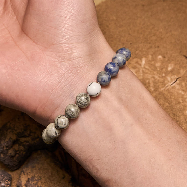 Bracelet de perles en jaspe gris sodalite bleu naturel Olivenorma