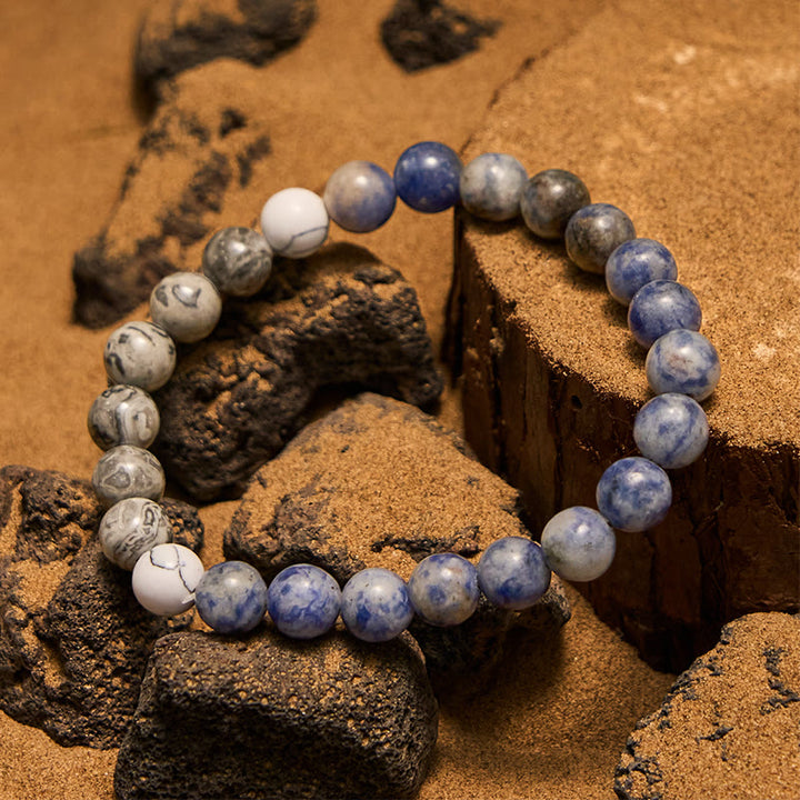 Bracelet de perles en jaspe gris sodalite bleu naturel Olivenorma