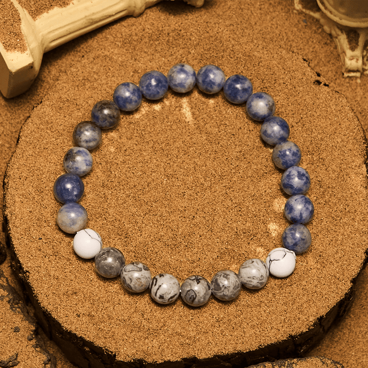 Bracelet de perles en jaspe gris sodalite bleu naturel Olivenorma