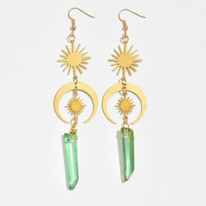 Boucles d'oreilles pendantes en fluorite verte Olivenorma
