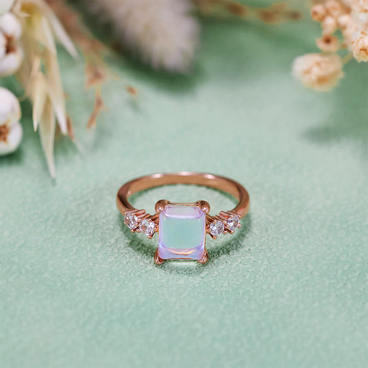 Bague Olivenorma en pierre de lune synthétique taille carrée