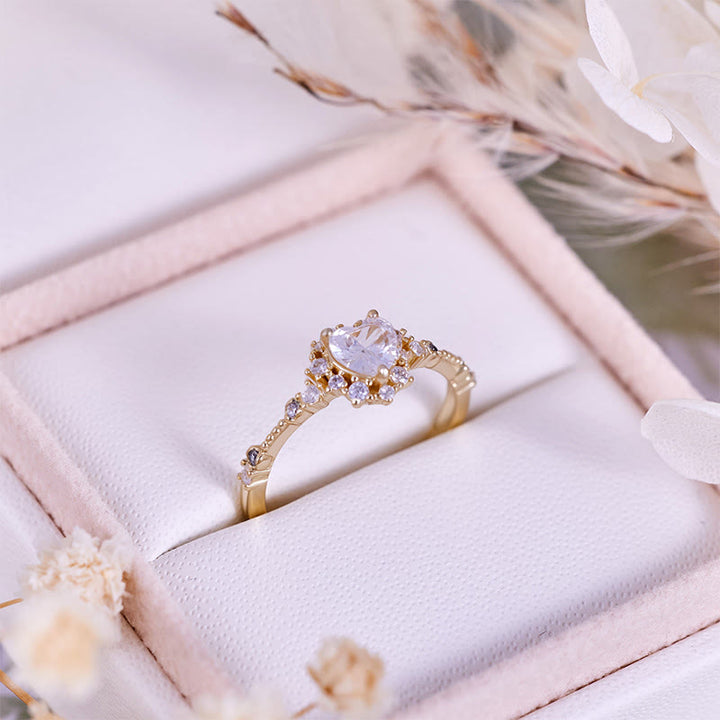 Bague en forme de cœur en diamant synthétique Olivenorma « Gypsophila »