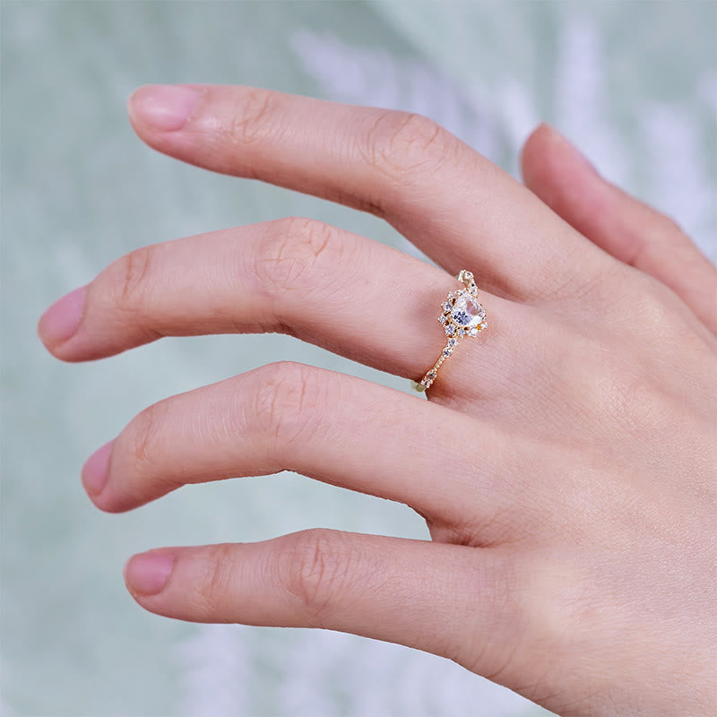 Bague en forme de cœur en diamant synthétique Olivenorma « Gypsophila »