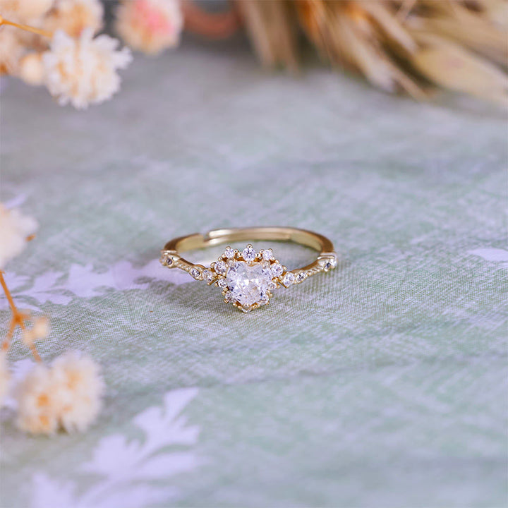 Bague en forme de cœur en diamant synthétique Olivenorma « Gypsophila »