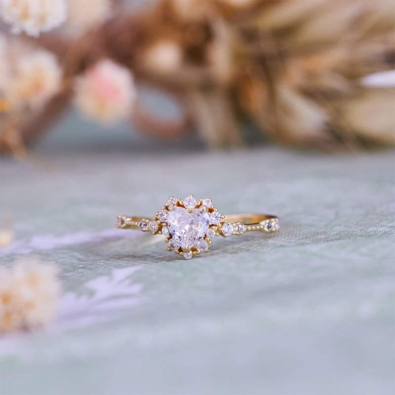 Bague en forme de cœur en diamant synthétique Olivenorma « Gypsophila »