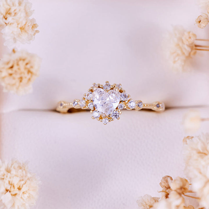 Bague en forme de cœur en diamant synthétique Olivenorma « Gypsophila »