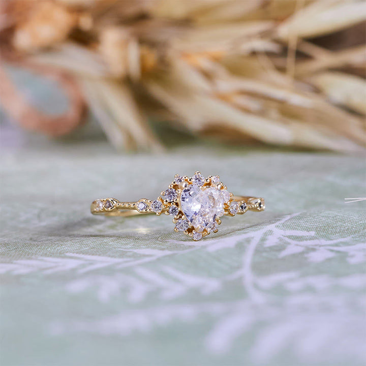 Bague en forme de cœur en diamant synthétique Olivenorma « Gypsophila »