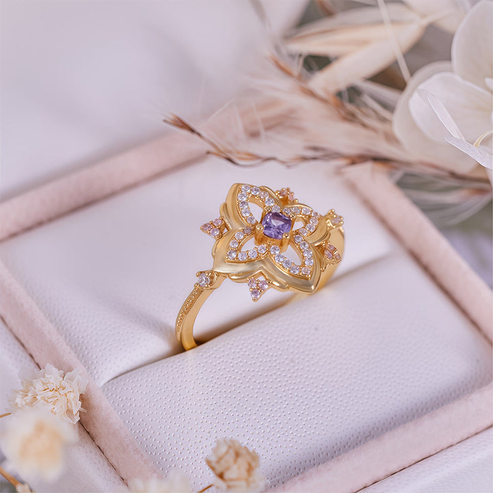 Bague Olivenorma Amethyst Palace au design rétro sculpté