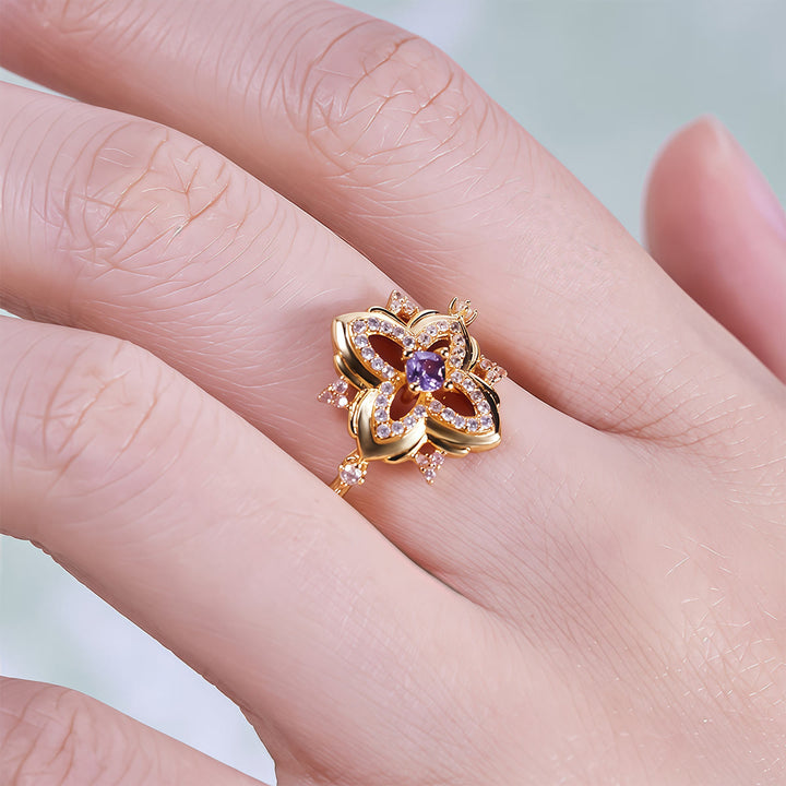 Bague Olivenorma Amethyst Palace au design rétro sculpté