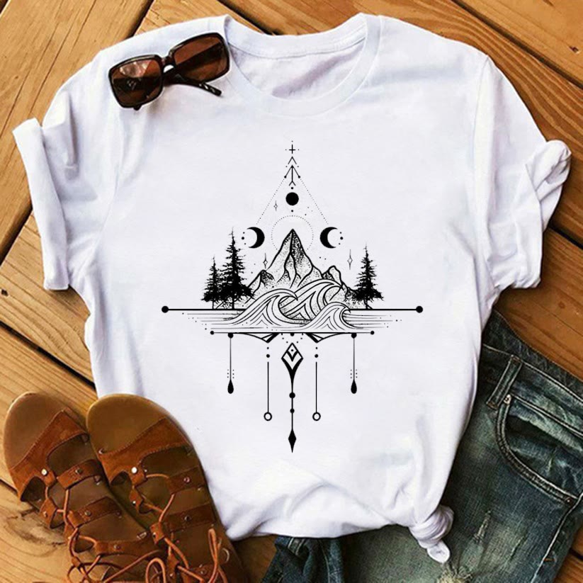 T-shirts en coton inspirants avec imprimé Tarot Olivenorma