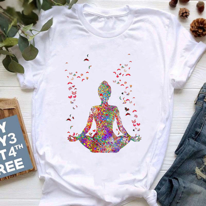 T-shirt imprimé coloré Olivenorma Bouddha Yoga Méditation