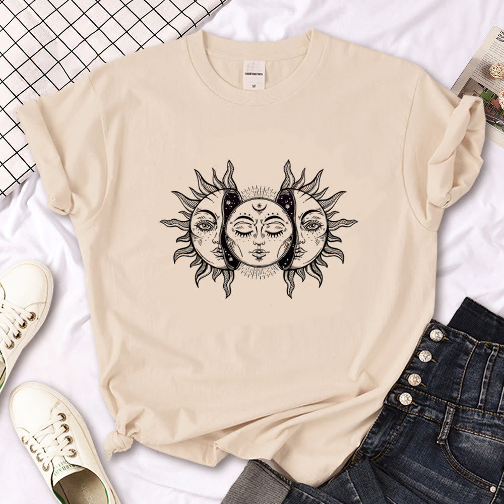 T-shirt kaki imprimé gothique Olivenorma Witch Triple Moon