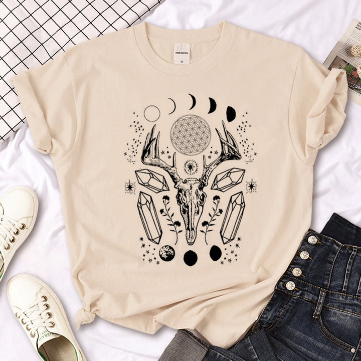 T-shirt kaki imprimé gothique Olivenorma Witch Triple Moon