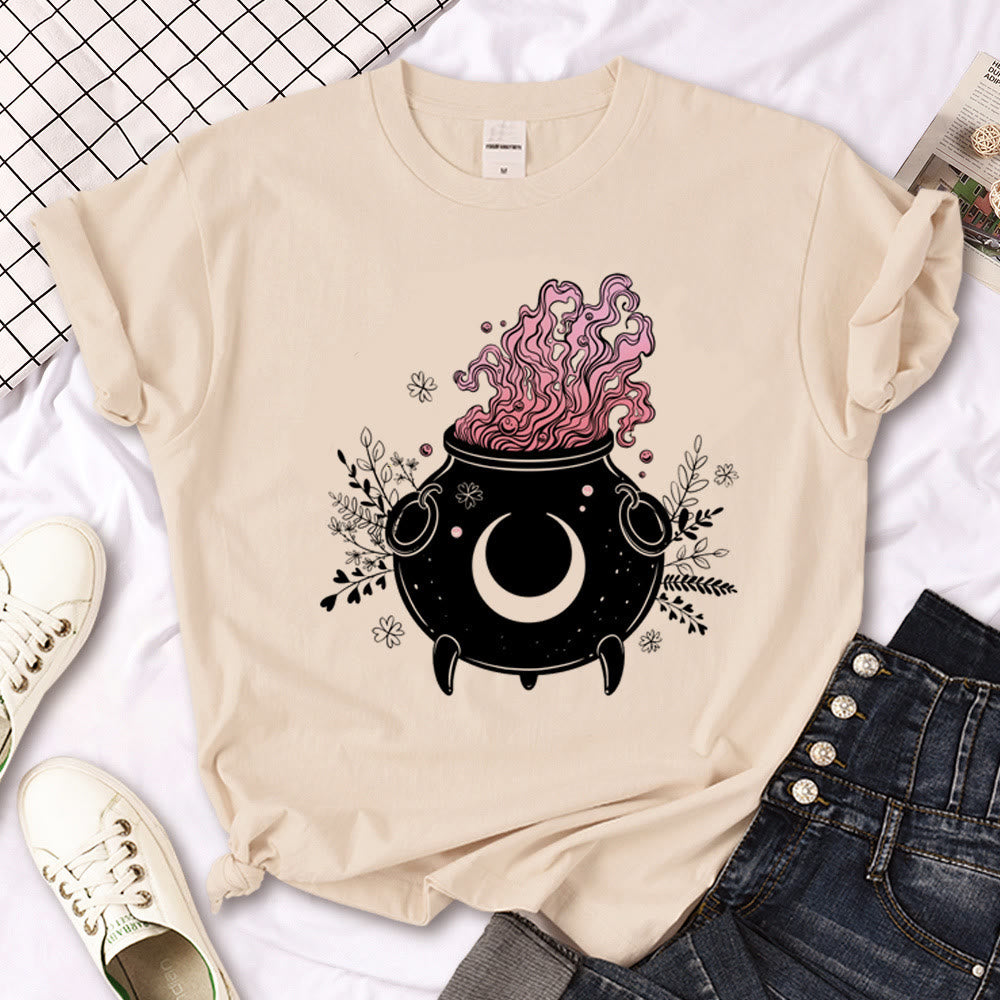T-shirt kaki imprimé gothique Olivenorma Witch Triple Moon