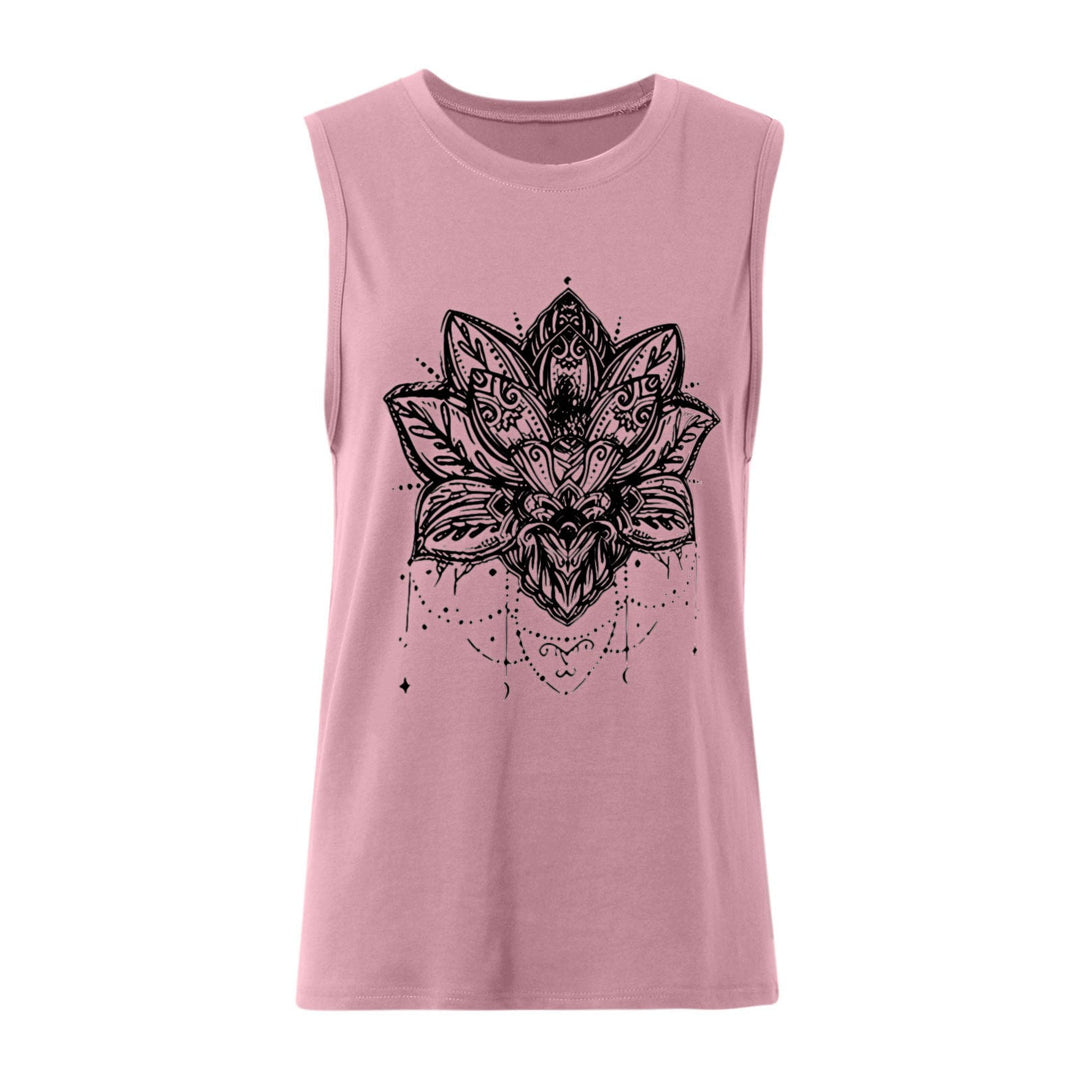 T-shirt sans manches imprimé Lotus Olivenorma