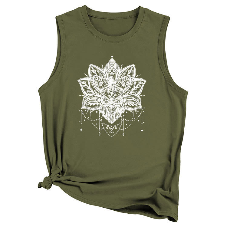 T-shirt sans manches imprimé Lotus Olivenorma