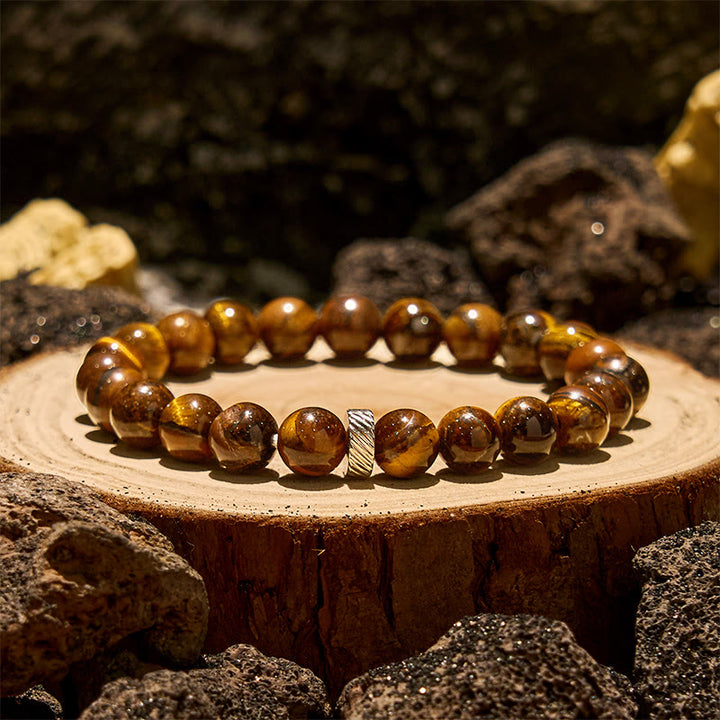 Bracelet en perles d'œil de tigre naturel Olivenorma