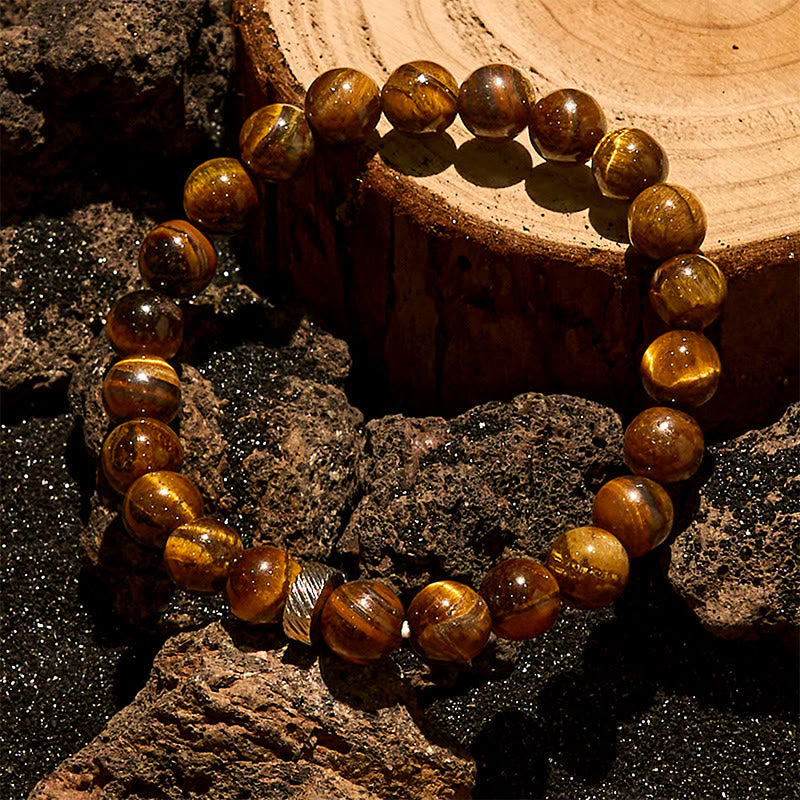 Bracelet en perles d'œil de tigre naturel Olivenorma