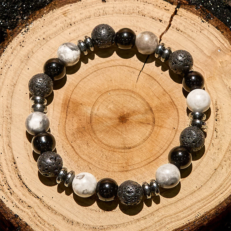 Bracelet de perles en rouleau Olivenorma , œil de tigre, obsidienne et hématite