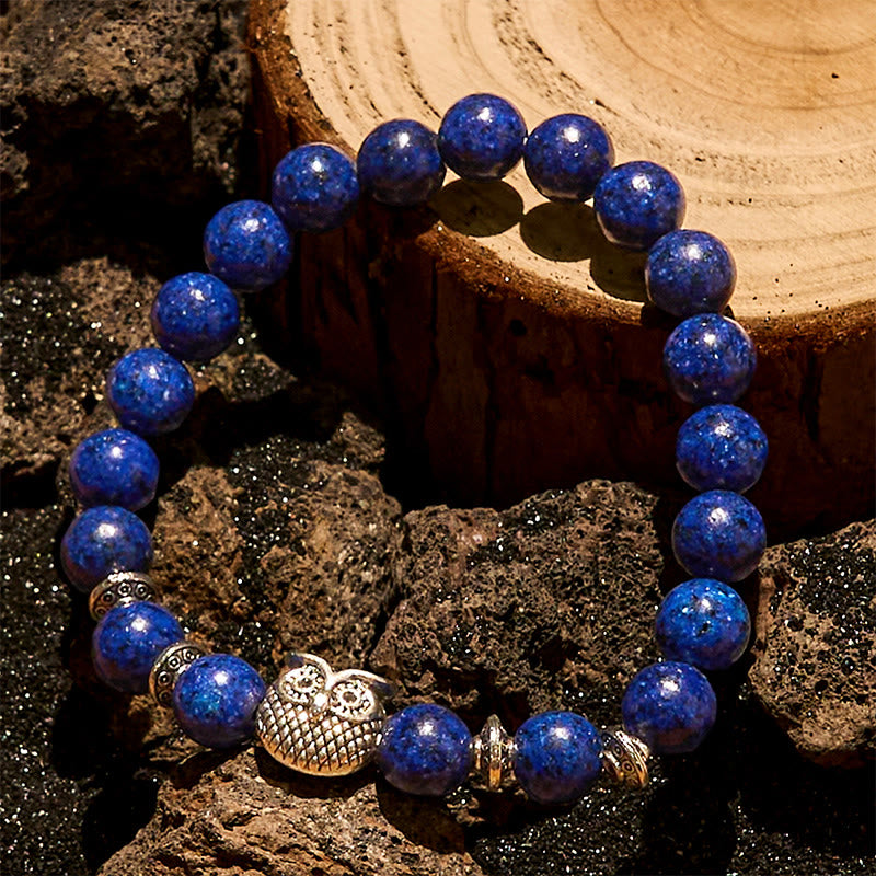 Bracelet Olivenorma en perles de hibou en lapis-lazuli naturel de 8 mm