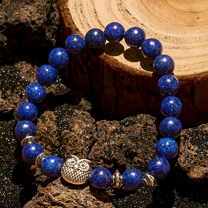 Bracelet Olivenorma en perles de hibou en lapis-lazuli naturel de 8 mm