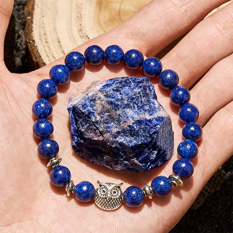 Bracelet Olivenorma en perles de hibou en lapis-lazuli naturel de 8 mm