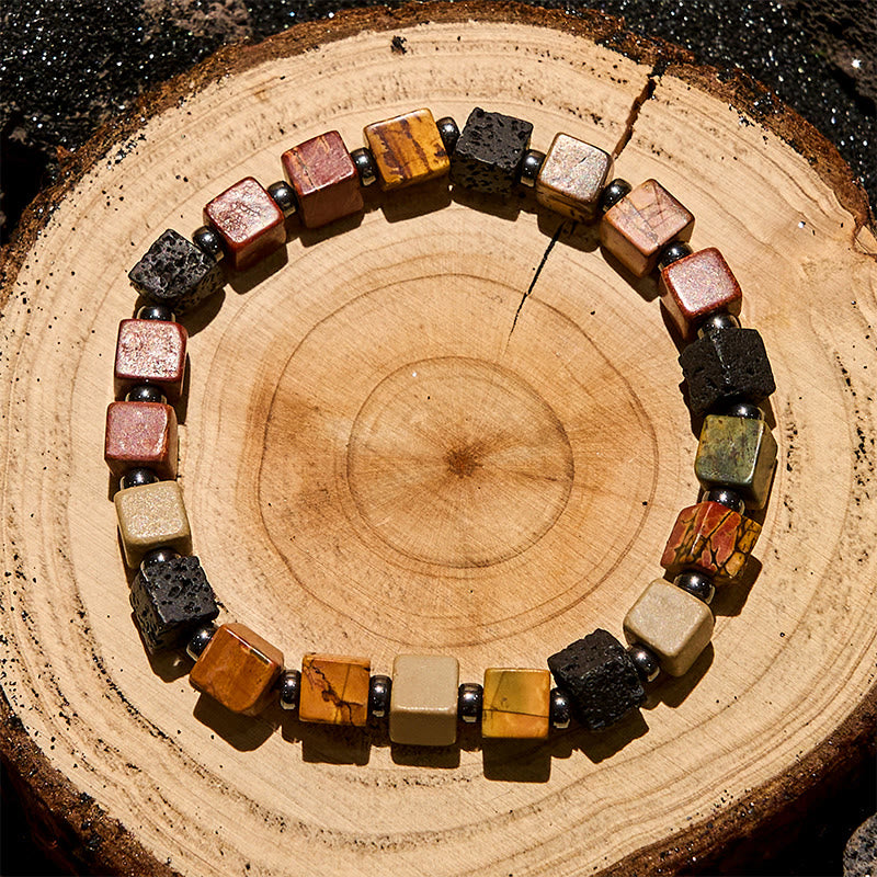 Bracelet Olivenorma en perles de pierre de lave Picasso