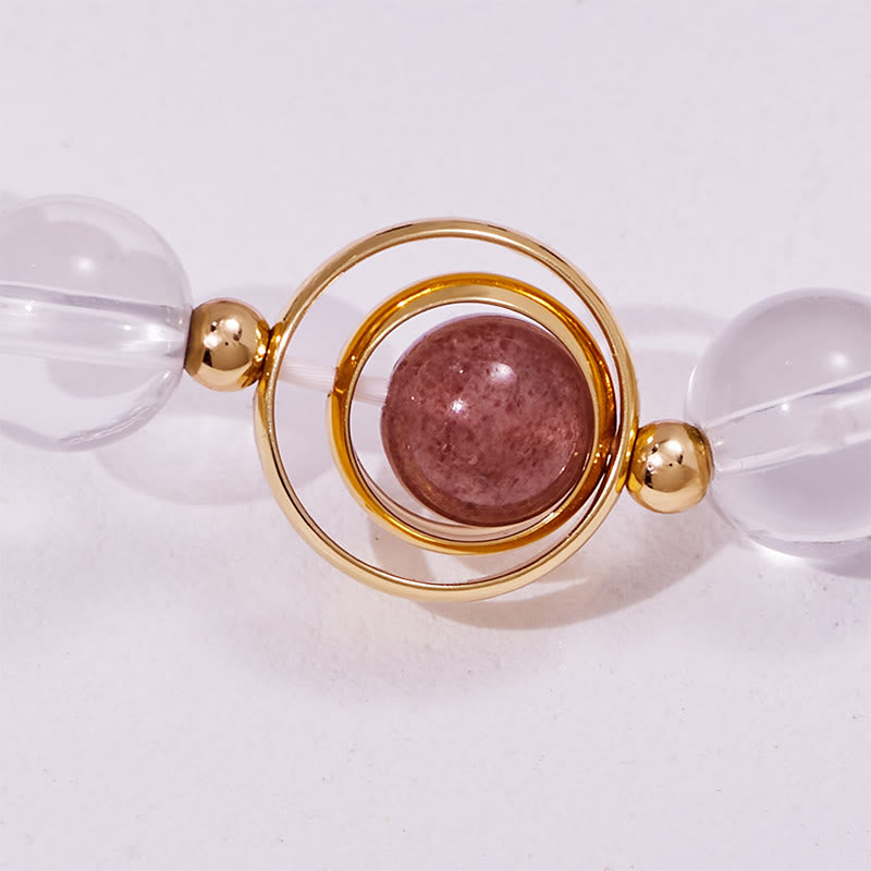 Bracelet pendentif lune en perles de quartz fantôme vert Olivenorma