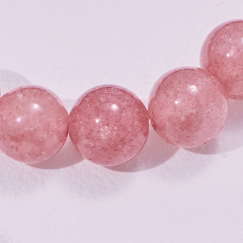 Bracelet de perles en obsidienne argentée et quartz fraise Olivenorma