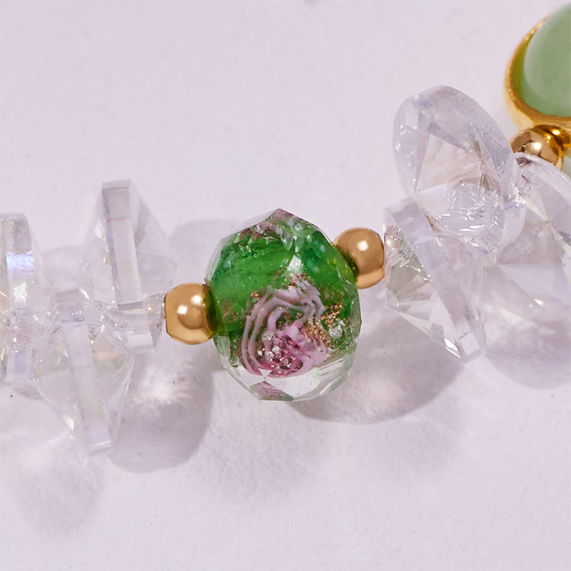 Bracelet de perles émaillées en pierre œil de chat verte Olivenorma