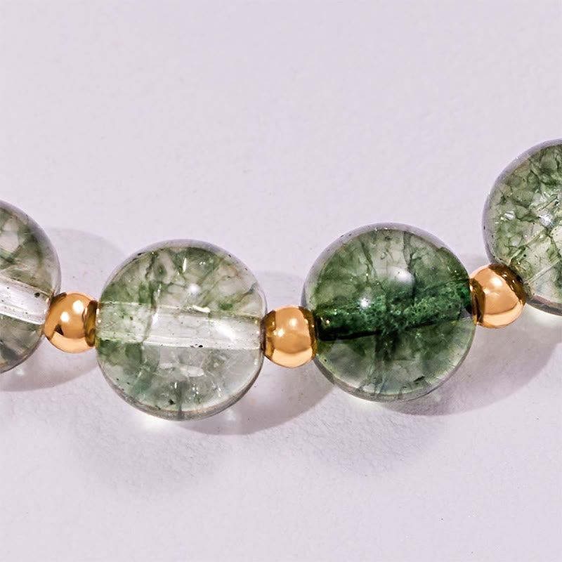 Bracelet Olivenorma en quartz fantôme vert et quartz fraise