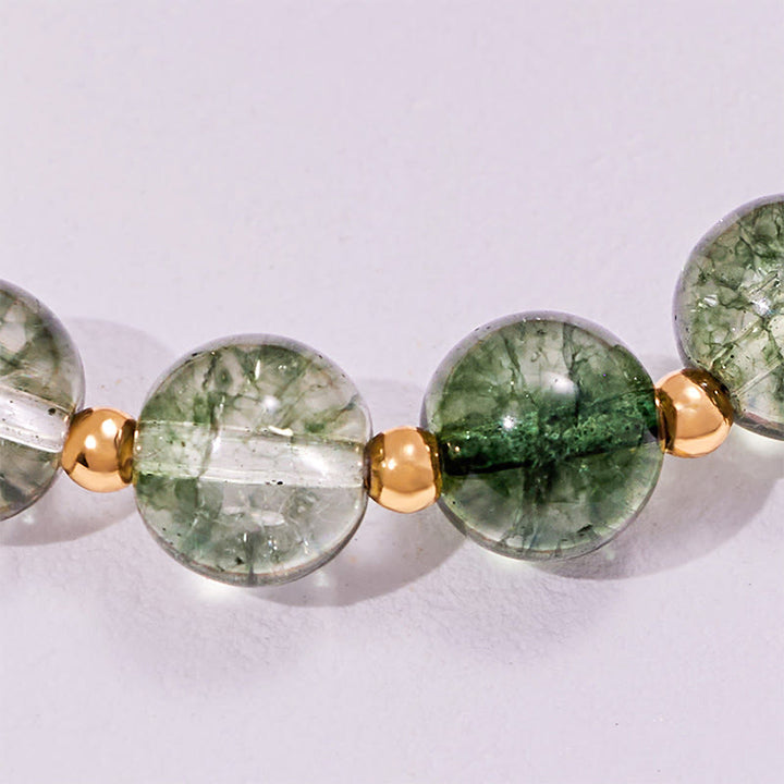 Bracelet Olivenorma en quartz fantôme vert et quartz fraise