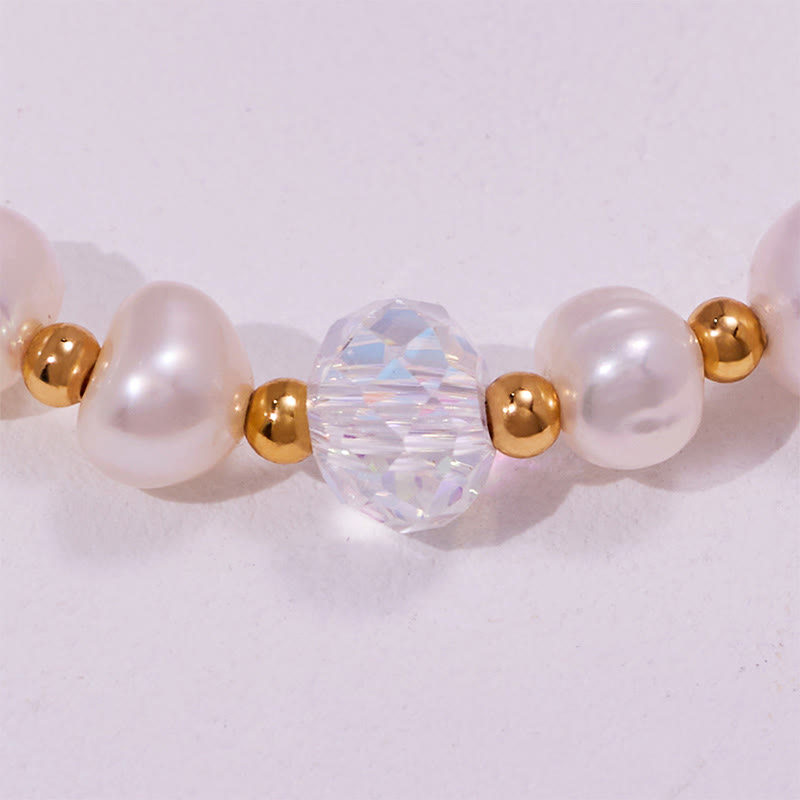 Bracelet pendentif en perles d'eau douce et améthyste en forme de cœur Olivenorma