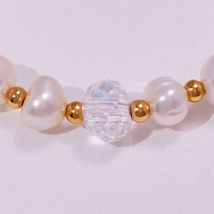 Bracelet pendentif en perles d'eau douce et améthyste en forme de cœur Olivenorma