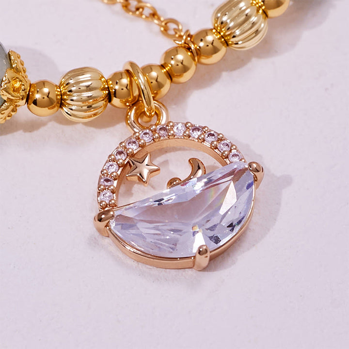 Bracelet Olivenorma en perles de verre transparent et quartz fantôme vert