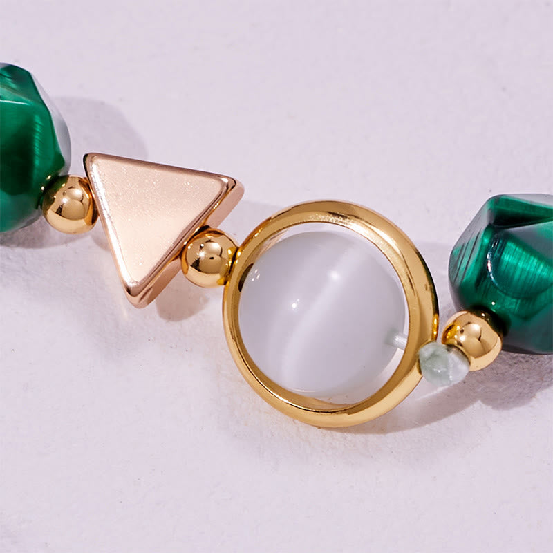 Bracelet en perles d'œil de tigre vert à facettes Olivenorma