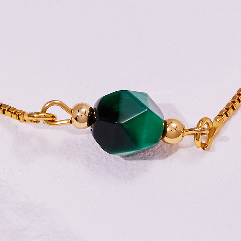 Bracelet en perles d'œil de tigre vert à facettes Olivenorma