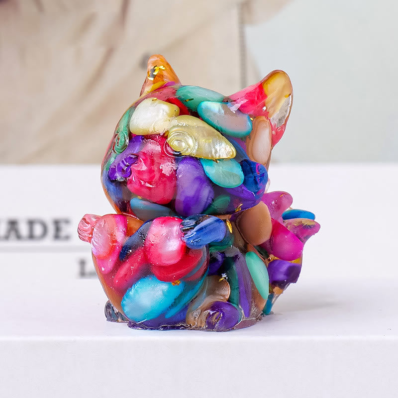 Décoration en pierre précieuse en forme de cœur en époxy cristal Olivenorma , renard à neuf queues