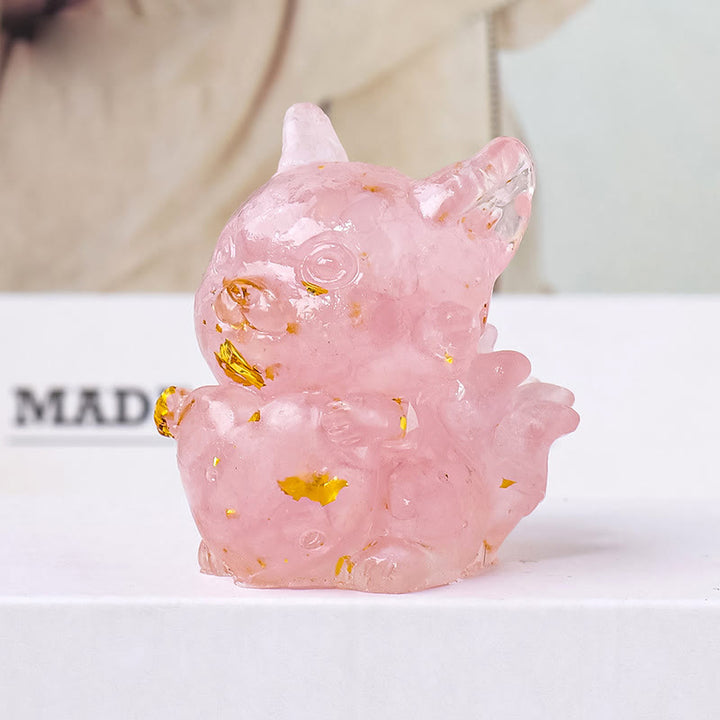 Décoration en pierre précieuse en forme de cœur en époxy cristal Olivenorma , renard à neuf queues