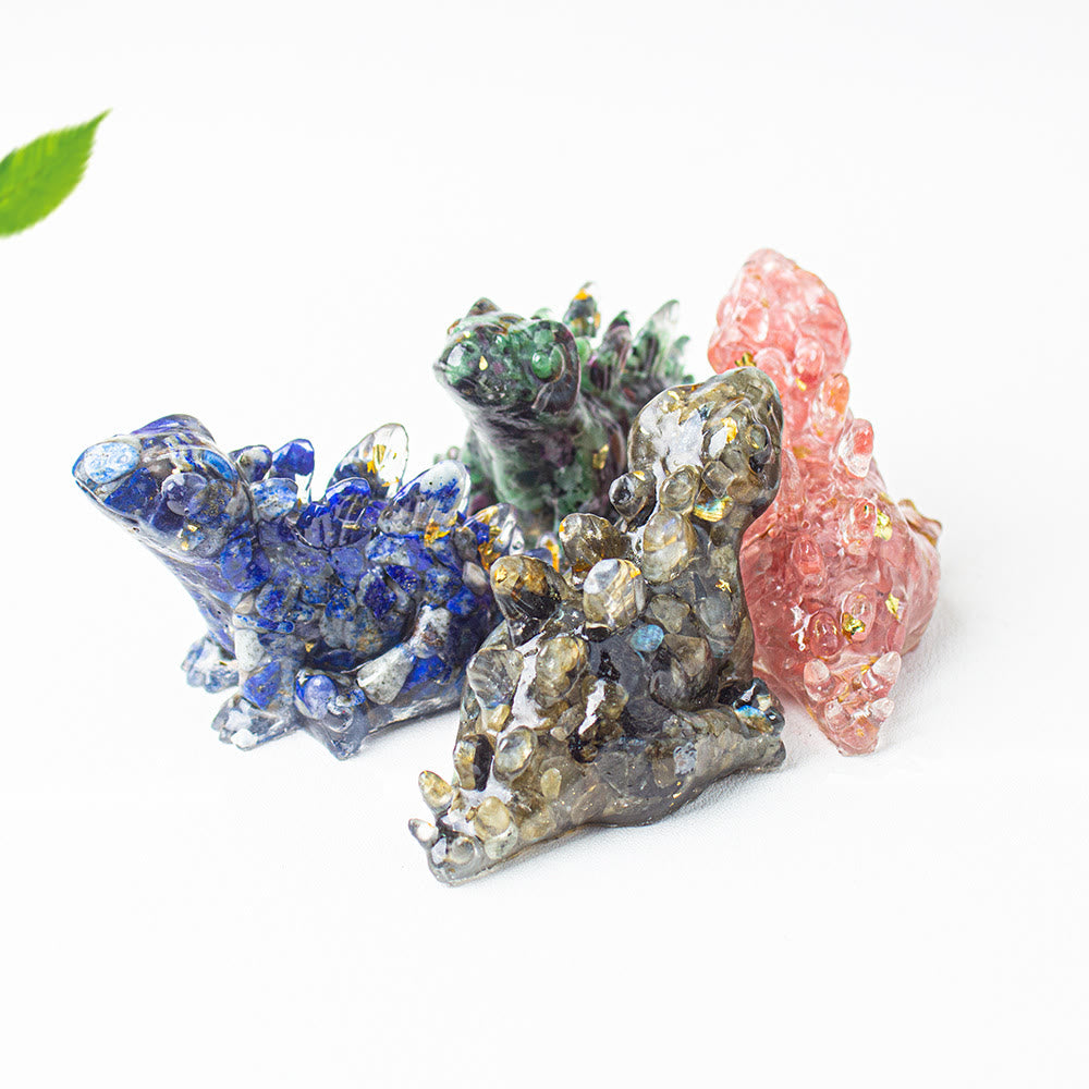 Décoration en cristal époxy Olivenorma , adorable petit dinosaure en pierre précieuse