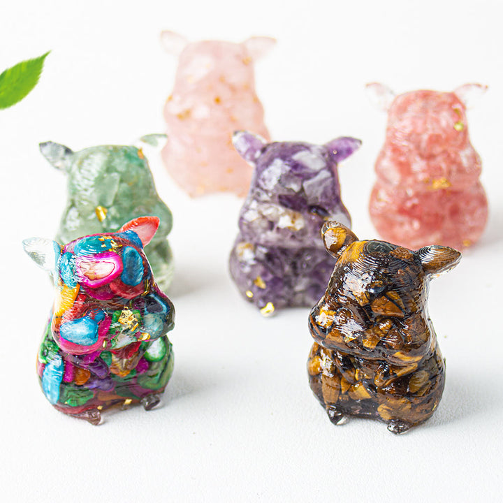 Décoration en pierre précieuse pour hamster mignon en cristal époxy Olivenorma